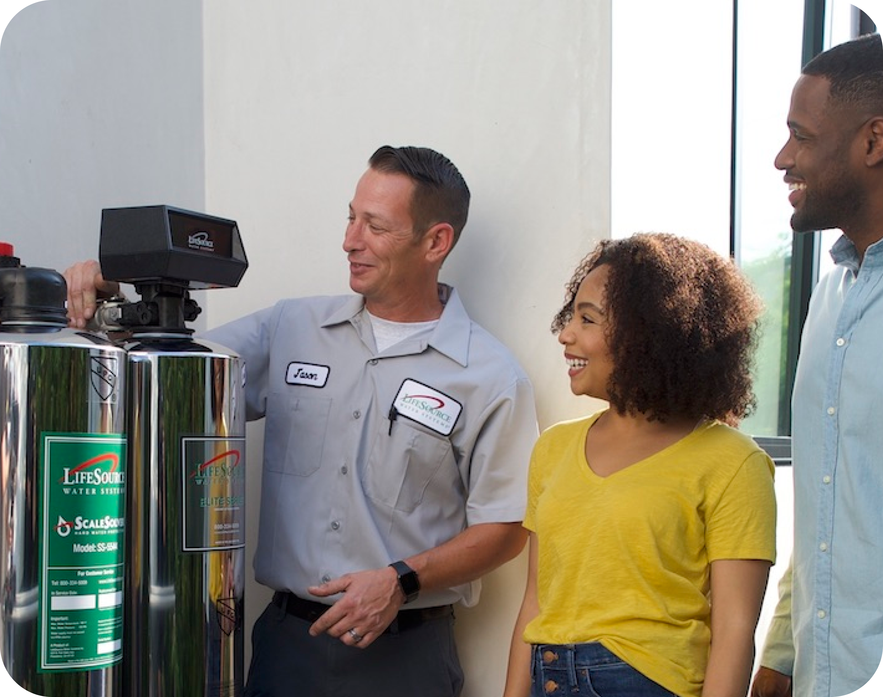 LifeSource technician installing a whole house water filtration system