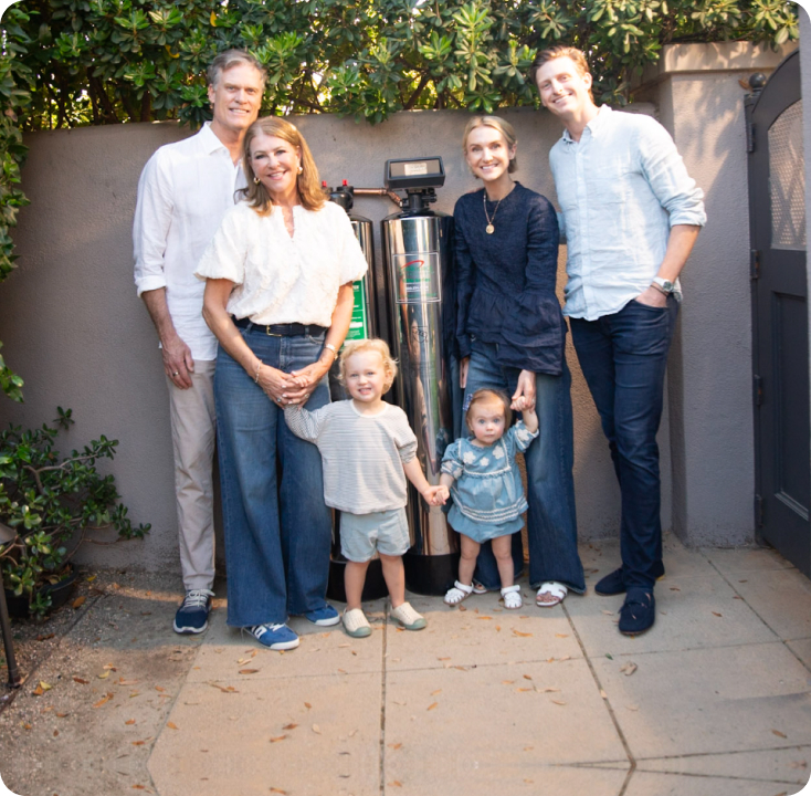 Family at home enjoying clean water